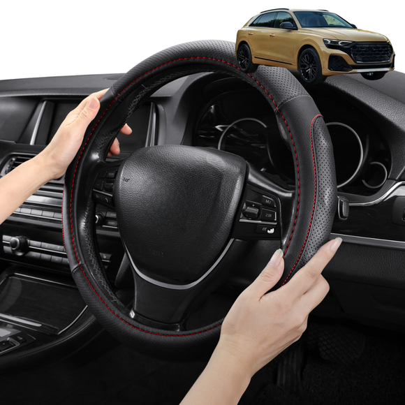 Steering Wheel Cover Pro Extra Layer for Audi Q8 SQ8 RSQ8 2018 - Current F1 - Breathable & Anti-Slip - D-Shape 38 cm