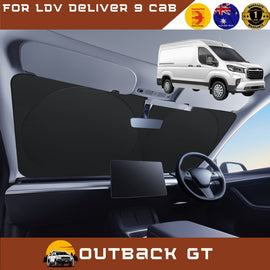 Front Windscreen Sun Shade for LDV Deliver 9 Cab 2019 - Current - XL 160 x 100 cm - Black