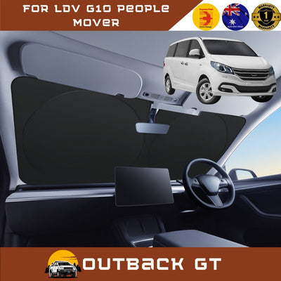 Front Windscreen Sun Shade for LDV G10 People Mover 2015 - Current (9 seater) - XL 160 x 100 cm - Black