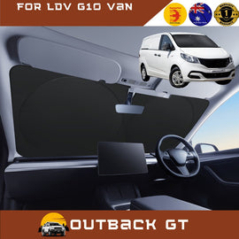 Front Windscreen Sun Shade for LDV G10 Van 2015 - Current SV7A, SV7C - XL 160 x 100 cm - Black