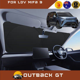 Front Windscreen Sun Shade for LDV Mifa 9 2021 - Current (6 Seater) - XL 160 x 100 cm - Black