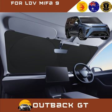 Front Windscreen Sun Shade for LDV Mifa 9 2021 - Current (7 Seater) - XL 160 x 98 cm - Black