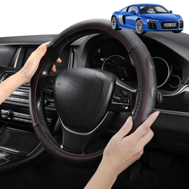 Steering Wheel Cover Pro Extra Layer for Audi R8 2015-2020 - Breathable & Anti-Slip - D-Shape 38 cm