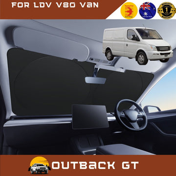 Front Windscreen Sun Shade for LDV V80 Van 2013 - Current - XL 160 x 98 cm - Black