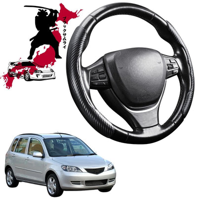 Black Samurai Segmented Steering Wheel Cover for Mazda 2 2002 - 2007