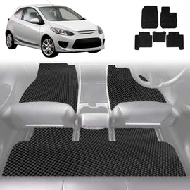 6D Diamond Car Floor Mats for Mazda 2 2007 - 2014 DE - Custom-Fit Carpet Liner