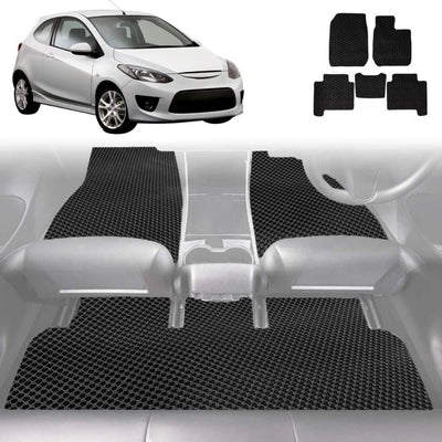 6D Diamond Car Floor Mats for Mazda 2 2007 - 2014 DE - Custom-Fit Carpet Liner