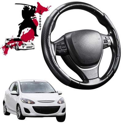 Black Samurai Segmented Steering Wheel Cover for Mazda 2 2007 - 2014 DE