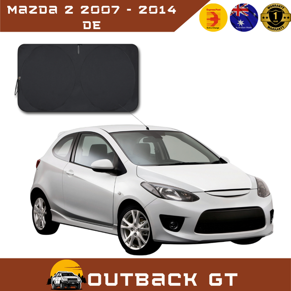 Front Windscreen Sun Shade for Mazda 2 2007 - 2014 DE - Standard 150 x 85 cm - Black
