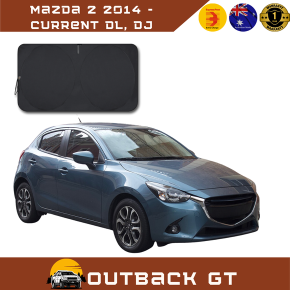 Front Windscreen Sun Shade for Mazda 2 2014 - Current DL, DJ - Standard 150 x 85 cm - Black