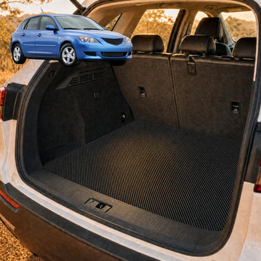 6D Diamond Car Boot Cargo Mat for Mazda 3 2004 - 2009 BK - Heavy Duty Carpet Liner - All-Weather Resistance - Easy to use - Odorless Material - Black & Grey