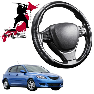 Black Samurai Segmented Steering Wheel Cover for Mazda 3 2004 - 2009 BK