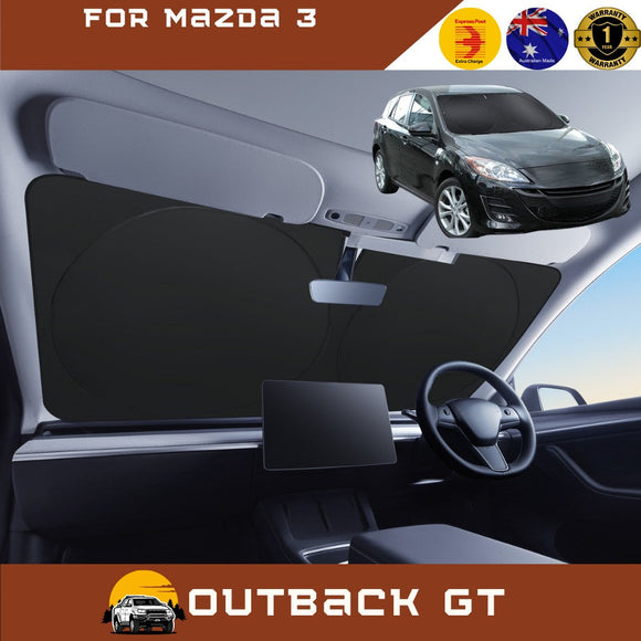 Front Windscreen Sun Shade for Mazda 3 2009 - 2013 (BL) - Standard 150 x 85 cm - Black