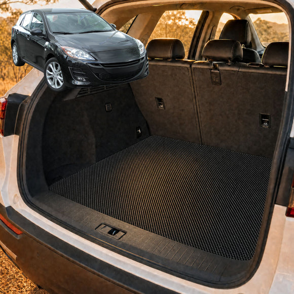 6D Diamond Car Boot Cargo Mat for Mazda 3 2009 - 2013 (BL) - Heavy Duty Carpet Liner - All-Weather Resistance - Easy to use - Odorless Material - Black & Grey