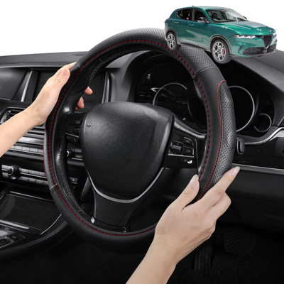 Steering Wheel Cover Pro Extra Layer for Alfa Romeo Tonale 2023 - Current (965) - Breathable & Anti-Slip - D-Shape 38 cm