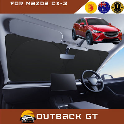 Front Windscreen Sun Shade for Mazda CX-3 2015 - Current DK - Standard 150 x 85 cm - Black