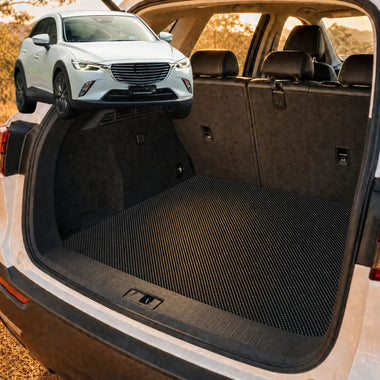 6D Diamond Car Boot Cargo Mat for Mazda CX-3 2015 - Current DK - Heavy Duty Carpet Liner - All-Weather Resistance - Easy to use - Odorless Material - Black & Grey