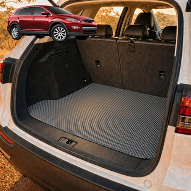 6D Diamond Car Boot Cargo Mat for Mazda CX-9 2007 - 2016 (TB) - Heavy Duty Carpet Liner - All-Weather Resistance - Easy to use - Odorless Material - Black & Grey - 0