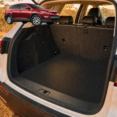 6D Diamond Car Boot Cargo Mat for Mazda CX-9 2007 - 2016 (TB) - Heavy Duty Carpet Liner - All-Weather Resistance - Easy to use - Odorless Material - Black & Grey