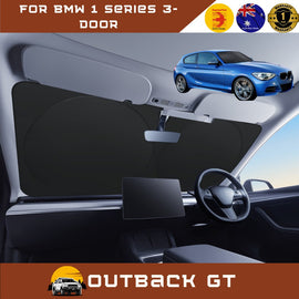 Front Windscreen Sun Shade for BMW 1 Series 3-Door 2011 - 2019 (F21) - Standard 150 x 85 cm - Black