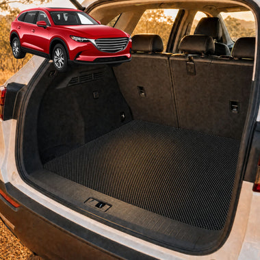 6D Diamond Car Boot Cargo Mat for Mazda CX-9 2016 - Current (TC) - Heavy Duty Carpet Liner - All-Weather Resistance - Easy to use - Odorless Material - Black & Grey