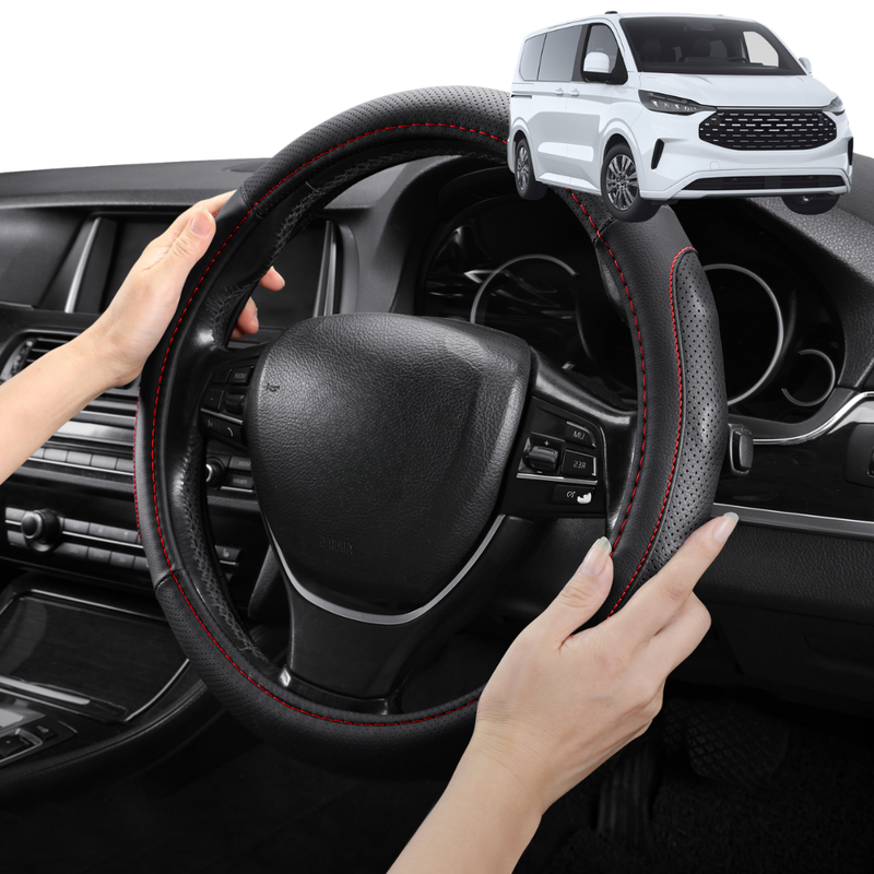 Steering Wheel Cover Pro Extra Layer for Ford Tourneo 2024 - Current (8 seater) - Breathable & Anti-Slip - D-Shape 38 cm