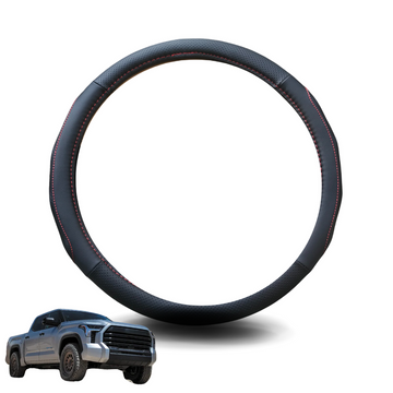 Steering Wheel Cover for Toyota Tundra 2022 - Current (3rd gen) - Black Microfiber Leather - Circle 38 cm