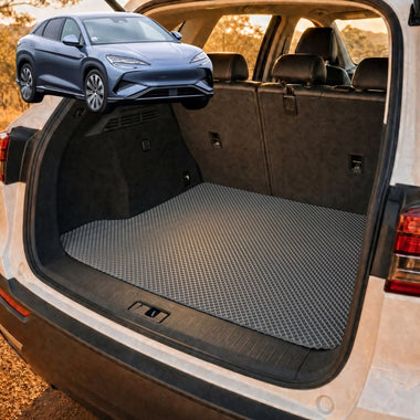 6D Diamond Car Boot Cargo Mat for BYD Sealion 7 2025 - Current - Heavy Duty Carpet Liner - All-Weather Resistance - Easy to use - Odorless Material - Black & Grey - 0