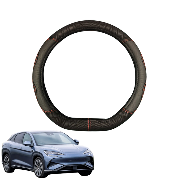 Steering Wheel Cover for BYD Sealion 7 2025 - Current  - Black Microfiber Leather - D-Shape 38 cm
