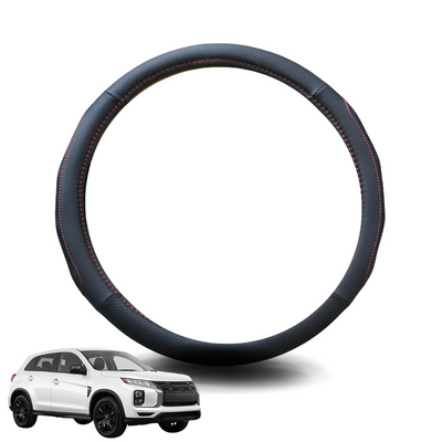 Steering Wheel Cover for Mitsubishi Outlander P-HEV 2021 - Current (4th gen) - Black Microfiber Leather - Circle 38 cm