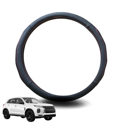 Steering Wheel Cover for Mitsubishi Outlander P-HEV 2021 - Current (4th gen) - Black Microfiber Leather - Circle 38 cm