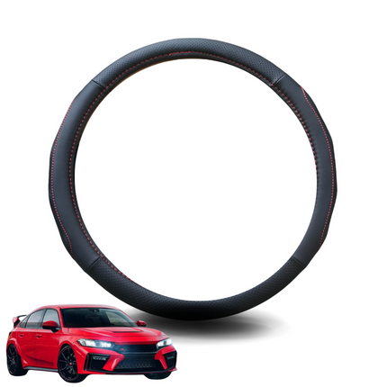 Steering Wheel Cover for Honda Civic Type R 2022 - Current (11th gen) - Black Microfiber Leather - Circle 38 cm