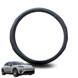 Steering Wheel Cover for Porsche Macan 2024 - Current (BEV) - Black Microfiber Leather - Circle 38 cm