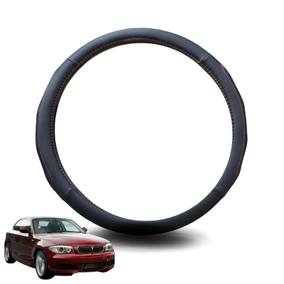 Steering Wheel Cover for BMW 1 Series 2007 - 2013 (E88) - Black Microfiber Leather - Circle 38 cm