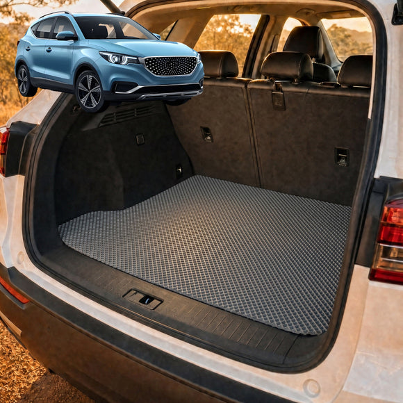 6D Diamond Car Boot Cargo Mat for MG ZS EV 2020 - Current - Heavy Duty Carpet Liner - All-Weather Resistance - Easy to use - Odorless Material - Black & Grey