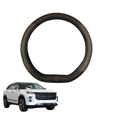 Steering Wheel Cover for Jaecoo J7 Petrol 2025 - Current  - Black Microfiber Leather - D-Shape 38 cm