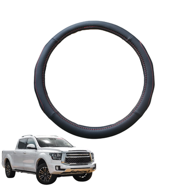 Steering Wheel Cover for GWM Haval Cannon Alpha 2024 - Current  - Black Microfiber Leather - Circle 38 cm