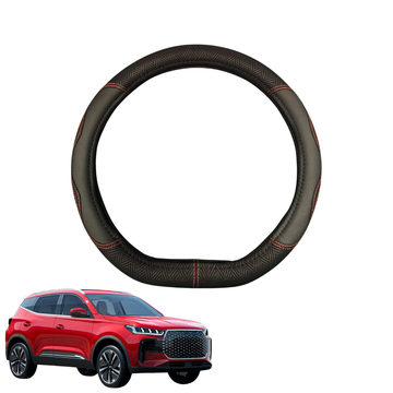 Steering Wheel Cover for Chery Tiggo 4 2025 - Current  - Black Microfiber Leather - D-Shape 38 cm