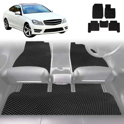 6D Diamond Car Floor Mats for Mercedes-Benz C-class 2007 - 2014 Coupe (W204) - Custom-Fit Carpet Liner