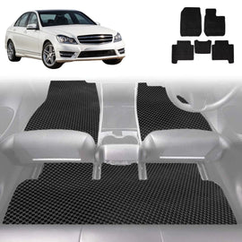 6D Diamond Car Floor Mats for Mercedes-Benz C-class 2007 - 2014 Sedan (W204) - Custom-Fit Carpet Liner