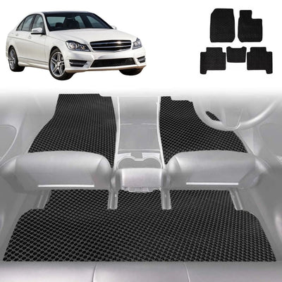 6D Diamond Car Floor Mats for Mercedes-Benz C-class 2007 - 2014 Sedan (W204) - Custom-Fit Carpet Liner