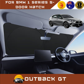Front Windscreen Sun Shade for BMW 1 Series 5-Door Hatch 2019 - Current (F40) - Standard 150 x 85 cm - Black