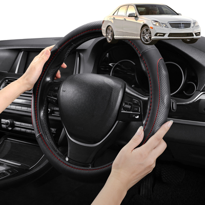 Steering Wheel Cover Pro Extra Layer for Mercedes-Benz E-Class 2009-2016 Sedan (W212) - Breathable & Anti-Slip - D-Shape 38 cm