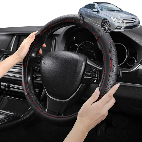 Steering Wheel Cover Pro Extra Layer for Mercedes-Benz E-Class 2010-2016 Coupe/Cabriolet (C207) - Breathable & Anti-Slip - D-Shape 38 cm