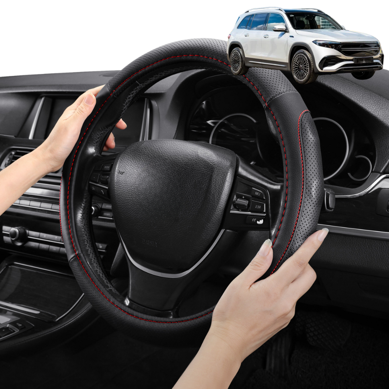 Steering Wheel Cover Pro Extra Layer for Mercedes-Benz EQB SUV 2022 - Current (X243) - Breathable & Anti-Slip - D-Shape 38 cm