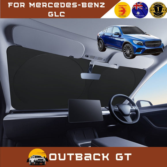 Front Windscreen Sun Shade for Mercedes-Benz GLC 2015 - 2022 Coupe (C253) - Standard 150 x 85 cm - Black