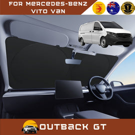 Front Windscreen Sun Shade for Mercedes-Benz Vito Van 2014 - Current (W447) - XL 160 x 100 cm - Black