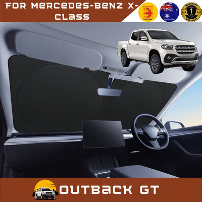 Front Windscreen Sun Shade for Mercedes-Benz X-Class 2017 - 2021 Ute - Standard 150 x 85 cm - Black