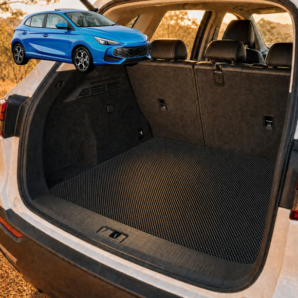 6D Diamond Car Boot Cargo Mat for MG 3 2011 - 2024 - Heavy Duty Carpet Liner - All-Weather Resistance - Easy to use - Odorless Material - Black & Grey