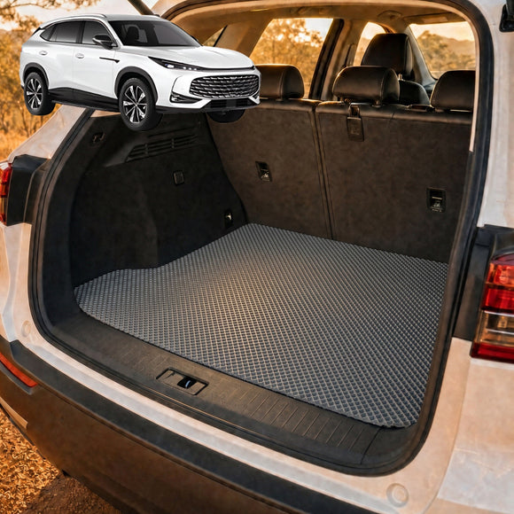 6D Diamond Car Boot Cargo Mat for MG HS 2018 - 2024 (SAS23) - Heavy Duty Carpet Liner - All-Weather Resistance - Easy to use - Odorless Material - Black & Grey